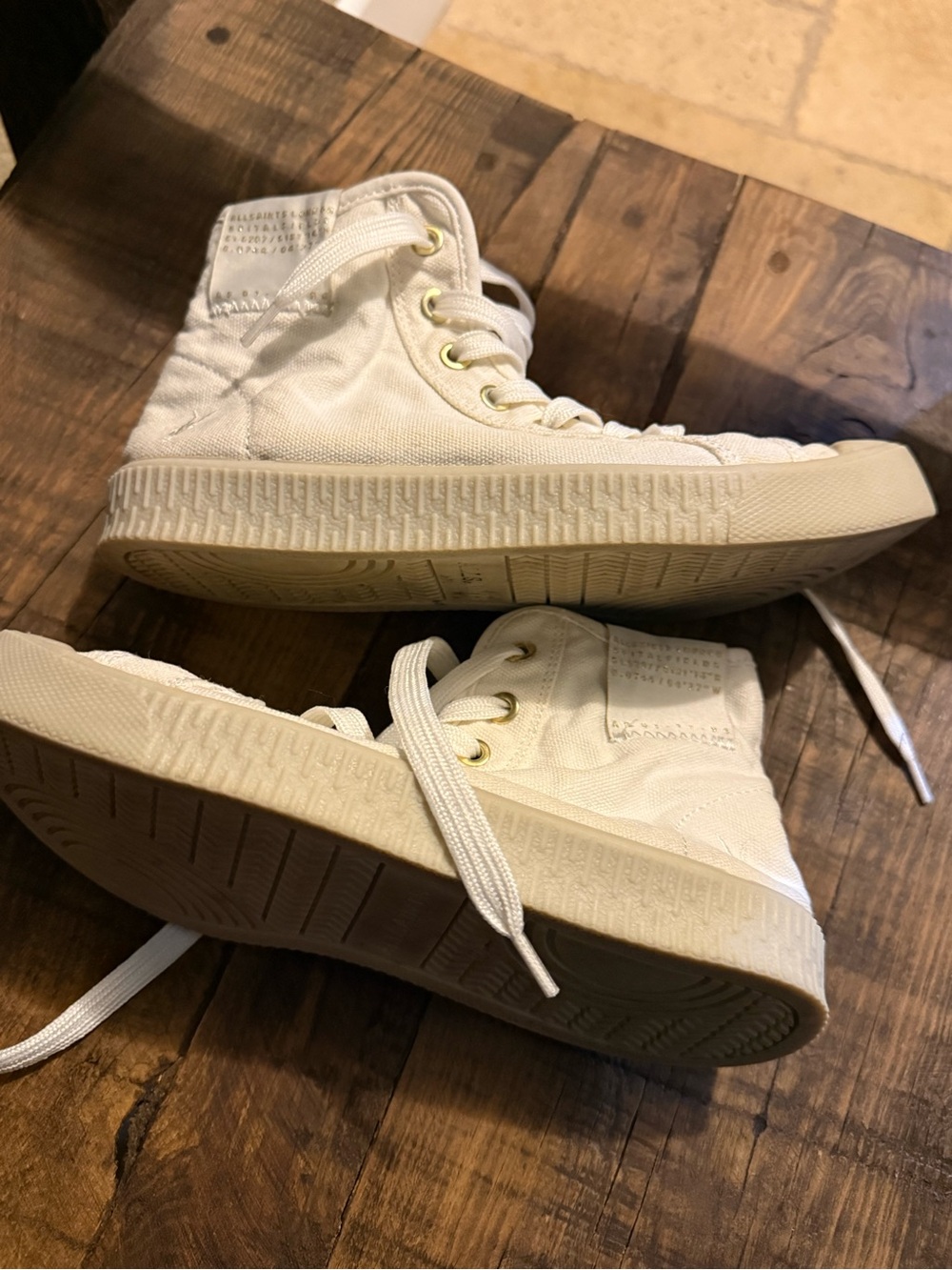 AllSaints Women's Off-White Canvas High-Top Sneaker - Picture 6 of 8